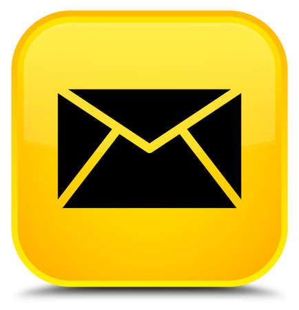 特別な黄色の正方形ボタンの抽象的なイラストに隔離された電子メール