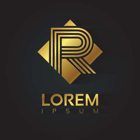 Vector Graphic Golden Square Alphabet Symbol Withed Letter Letter R Vector Graphic Golden Square Alphabet Symbol Withed Letter Letter R