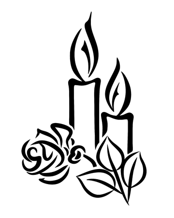 illustration of two candles and a rose - 26963113