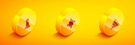 Set isometric chess, puzzle pieces toy and billiard balls in triangle icon. vector