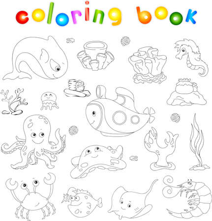 海の住民と原子力潜水艦 タコ クラゲ ヒトデ タツノオトシゴ サンゴ礁 カニ エビ 魚釣り 海のサンゴ 子供のための塗り絵 ベクトル図 のイラスト素材 ベクタ Image 海の住民と原子力潜水艦 タコ クラゲ ヒトデ タツノオトシゴ サンゴ礁 カニ エビ 魚釣り 海のサンゴ 子供のための塗り絵 ベクトル図 のイラスト素材 ベクタ Image