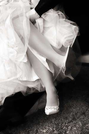 Crossed Long Slender Female Legs And Naughty Groom Stock Photo Crossed Long Slender Female Legs And Naughty Groom Stock Photo