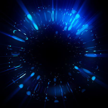 抽象 Spacescape ブラックホール暗い背景に星 粒子を持つ魔法の爆発の星 光の速度 モーションブラー 宇宙への旅 ズームを使用してトレイルを照らす ライトワープ速度 星雲 の写真素材 画像素材 Image