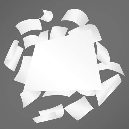 白いカール ノートブック紙メモまたはメッセージは 灰色の背景の上に落ち影 コーナーでは星です のイラスト素材 ベクタ Image