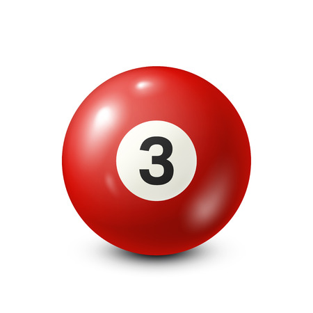 ビリヤード, 赤い番号 3.Snooker とボール。透明な背景
