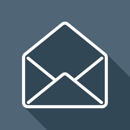 メールを開くアイコン 背景に長い影を持つ白いフラットアイコンのイラスト素材 ベクタ Image 96953915