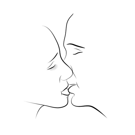 Pencil Sketch Of Loving Couple. Lovers Kiss. Line Drawing. Vector  Illustration Royalty Free SVG, Cliparts, Vectors, And Stock Illustration.  Image 75562845.