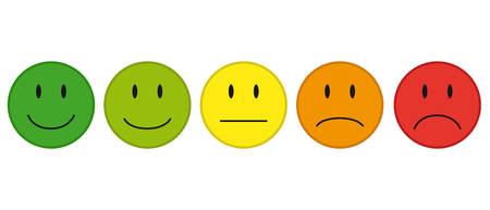 Colored faces for feedback or mood vector icons. Vector Illustration