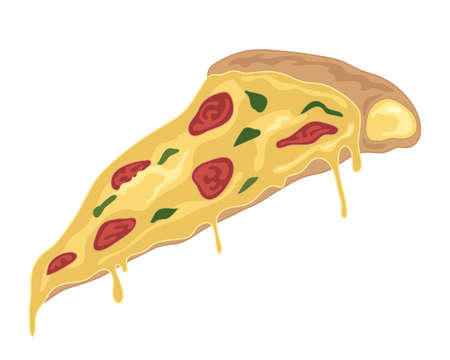 ペパロニ スライスのおいしいチーズとバジルと薄いクラストのピザのスライスのイラストは白の背景にぬいぐるみの皮が付いて葉します のイラスト素材 ベクタ Image ペパロニ スライスのおいしいチーズとバジルと薄いクラストのピザのスライスのイラストは白の背景にぬいぐるみの皮が付いて葉します のイラスト素材 ベクタ Image