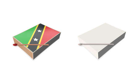 st kitts nevis flags white color and texture on 3d matchbox