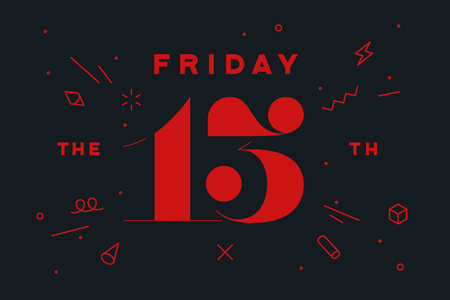 Friday the 13th. banner and poster with text friday the 13th. hand drawn design in red and black color. horror typography for party holiday 13th, friday. banner, poster, flyer. vector illustration Vector Illustration