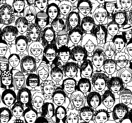wallpaper International Women s Day: Phụ nữ - tay rút ra mô hình liền mạch của một đám đông phụ nữ khác nhau từ nguồn gốc dân tộc đa dạng Hình minh hoạ