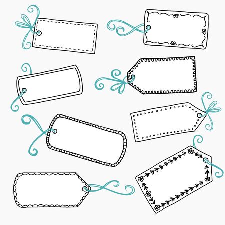 hand drawn cute gift labels or price tags with blue bow royalty
