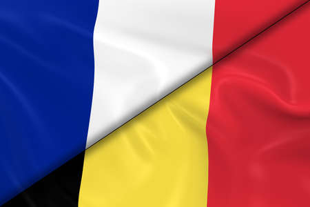 Drapeaux De France Et De L Allemagne Divided Diagonalement 3d Render Du Drapeau Francais Et Le Drapeau Allemand Avec Silky Texture Banque D Images Et Photos Libres De Droits Image