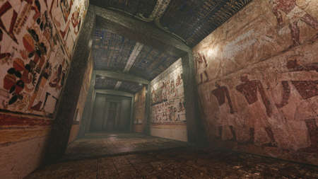 Tomb with old wall paintings in ancient Egypt