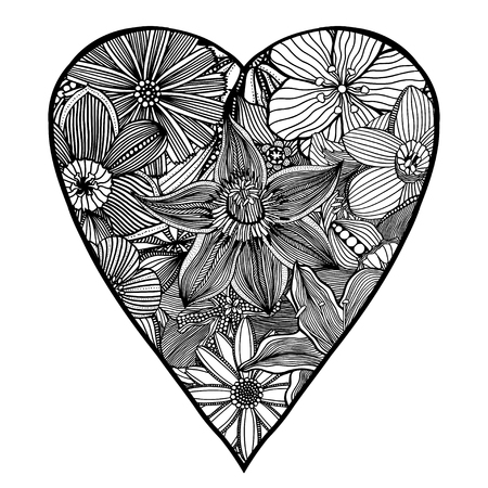 Vector Heart Shaped Pattern For Coloring Book Ethnic Retro Design