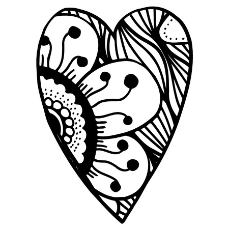Vector Heart Shaped Pattern For Coloring Book Ethnic Retro Design