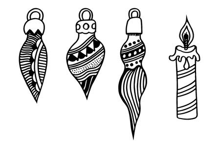 Vektor Illustration Von Set Weihnachtskerzen Zum Ausmalen Von