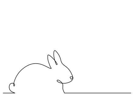 絵筆で描いた墨絵風のお洒落なウサギのイラスト 手描きの