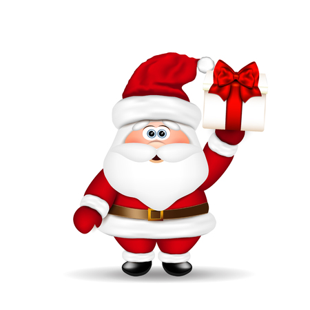 Santa claus with christmas gift in hand.
