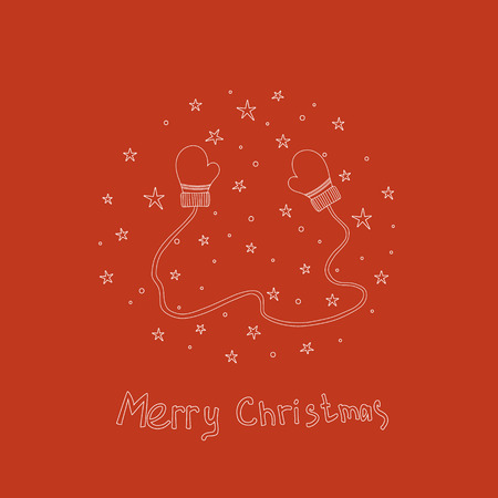 手でクリスマス カードには ミトンとテキストが描画されます 手描きのイラスト のイラスト素材 ベクタ Image 66366726