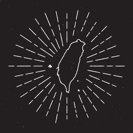 台湾 ヴィンテージのサンバースト国境を中華民国ベクトル マップのアウトライン 流行に敏感な装飾要素に手描きの地図 黒背景地図の国の周りの放射光線 のイラスト素材 ベクタ Image 8470