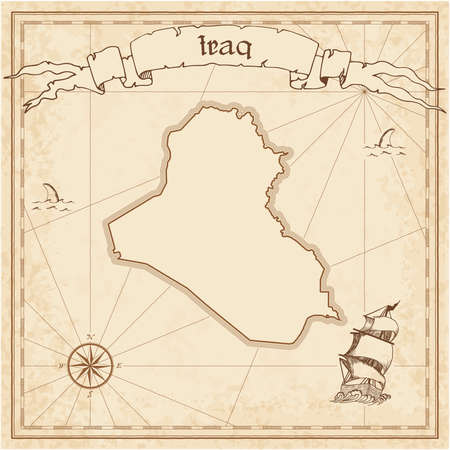 イラク古い宝の地図 海賊の地図のセピア色の刻まれたテンプレートです ビンテージ紙様式化された海賊の地図 のイラスト素材 ベクタ Image