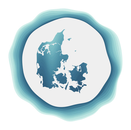 Denmark logo. badge of the country. layered circular sign around denmark border shape. attractive vector illustration. Logo