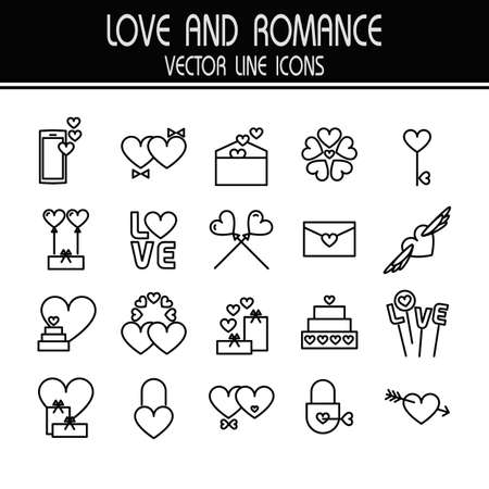 バレンタインの日 線形のアイコン 細い線のスタイル 愛のカップル 休日 記念日 結婚式の贈り物です デザインの要素 ベクトルの図 のイラスト素材 ベクタ Image