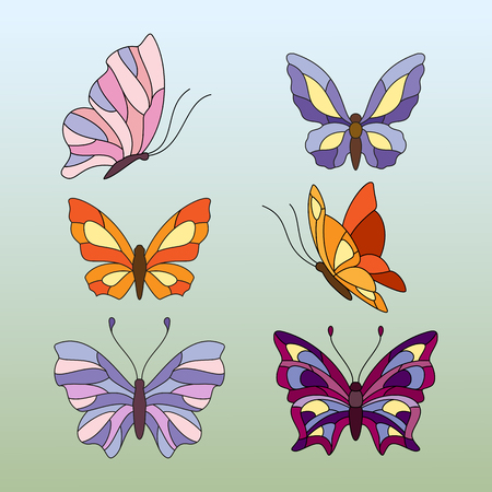 butterfly: các loại khác nhau của bướm, các yếu tố cho kính màu