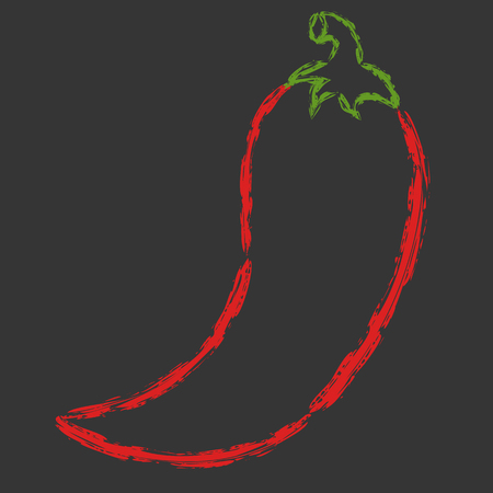 ベクトル ブラシ線赤唐辛子黒い背景に手書きします のイラスト素材 ベクタ Image