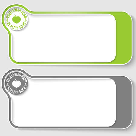 Two vector text boxes for your text and icon with the words vegetarian food