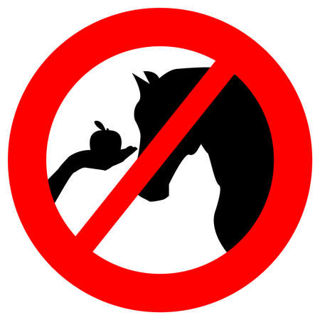 Ban- do not feed horses. prohibit sign. save animals health.