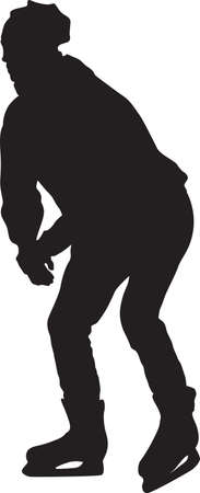 black silhouette skater gliding on ice clip art preview