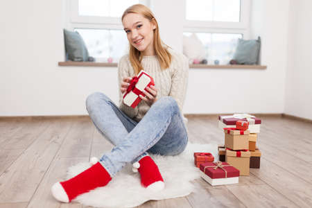 Teenage Girl With Christmas Presents Teenage Girl With Christmas Presents