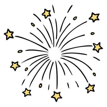 花火。スケッチ。ベクターイラスト。フラッシュ、飛んでいる火花