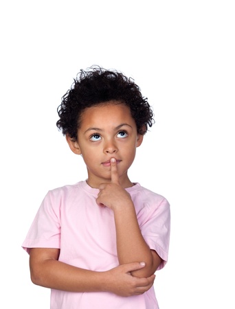 Pensive Enfant Latin Isolé Sur Fond Blanc Banque D'Images Et Photos Libres De Droits. Image 17501232.