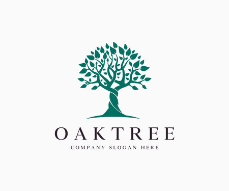 Oak tree silhouette logo icon vector illustration template design editable resizable