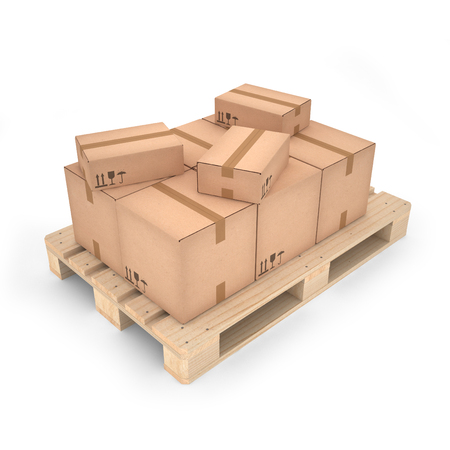 Cardboard Boxes On Wooden Pallet 3d Illustration Cardboard Boxes On Wooden Pallet 3d Illustration