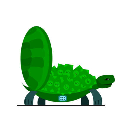 かわいいカメ カメ安全アイコンが白い背景で隔離のお金で のイラスト素材 ベクタ Image