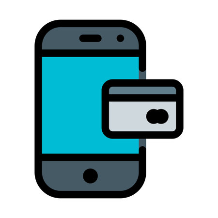smartphone with credit card, flat design clip art preview