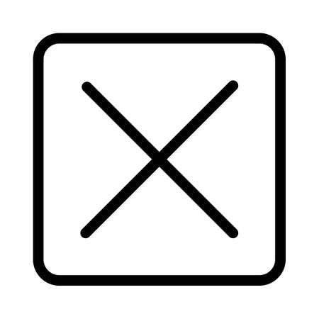 Cross sign in box for decline, isolated in a white background.