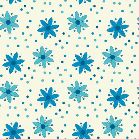 農民スタイル シンプルな花柄ブルー色に 生地 背景 深い青色の背景に紙の折り返しのため素朴な伝統的なノスタルジックな花のシームレスなパターン ベクトル図のイラスト素材 ベクタ Image