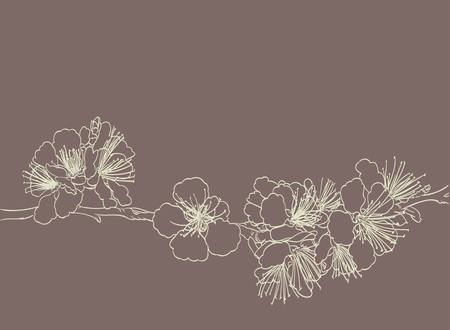開花ツリー ライン アート手描き 春さくら花概要とスタイリッシュな背景のイラスト素材 ベクタ Image 開花ツリー ライン アート手描き 春さくら花概要とスタイリッシュな背景のイラスト素材 ベクタ Image