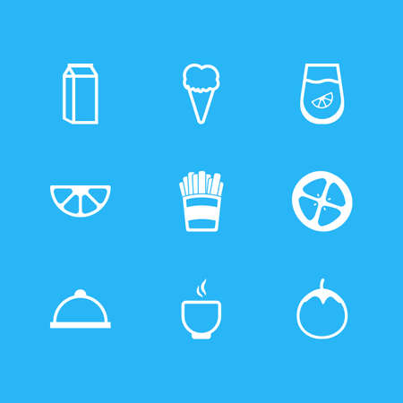 9 料理アイコンのベクター イラストです ライム ジュース ボウル その他の要素の編集可能なパック のイラスト素材 ベクタ Image