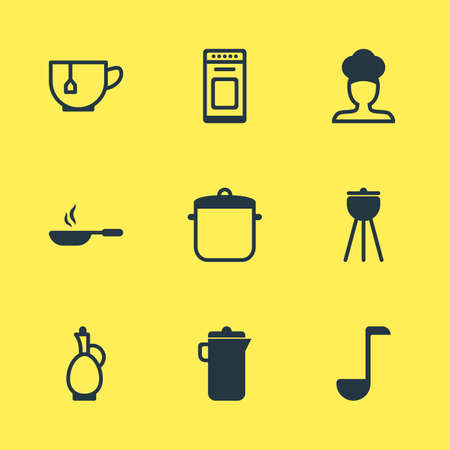 9 料理アイコンのベクター イラストです マグカップ スープ鍋 料理 その他の要素の編集可能なパック のイラスト素材 ベクタ Image