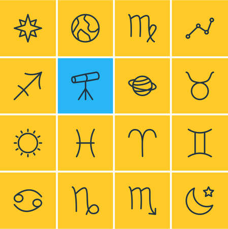 12 星座アイコンのベクター イラストです 星座 夜 土星と他の要素の編集可能なパック のイラスト素材 ベクタ Image