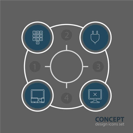 4 コンピューターのアイコンのベクター イラストです テンキー ガジェット ソケットやその他の要素の編集可能なパック のイラスト素材 ベクタ Image