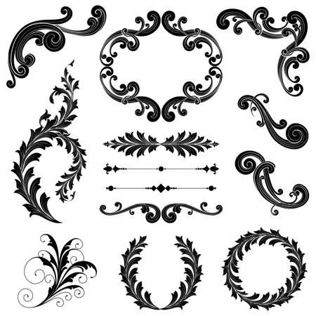 Floral Ornament Set Ornamental Schriftrollen Textteiler Rahmen Und Kranze Jedes Element Ist Fur Das Einfache Bearbeiten Gruppiert Lizenzfrei Nutzbare Vektorgrafiken Clip Arts Illustrationen Image 42033398