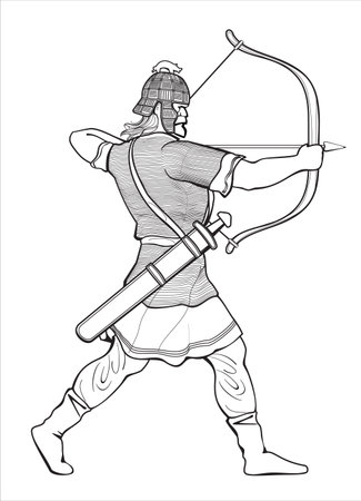 black and white archer aiming bow clip art preview